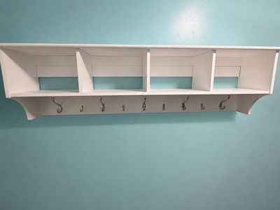 White Wall Mounted Coat Rack with 4 shelves