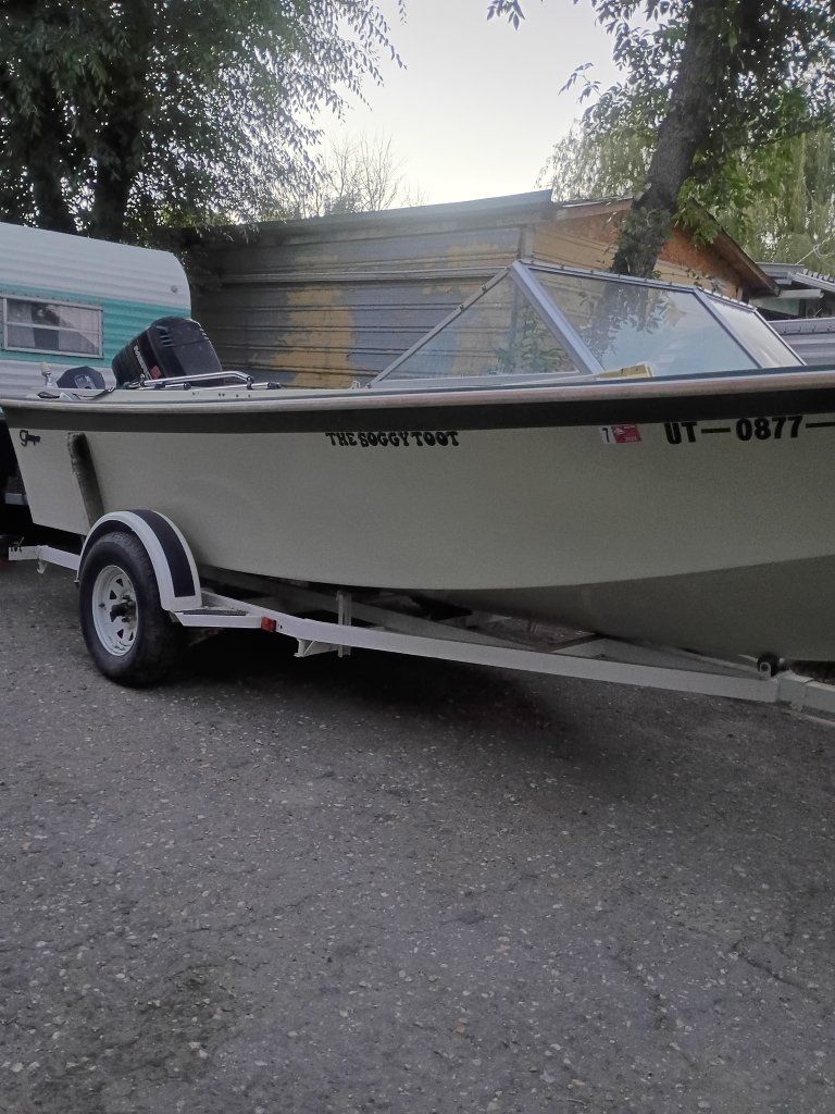 Glaser Open Bow Runabout Boat with Mercury Outboard Motor and Trailer