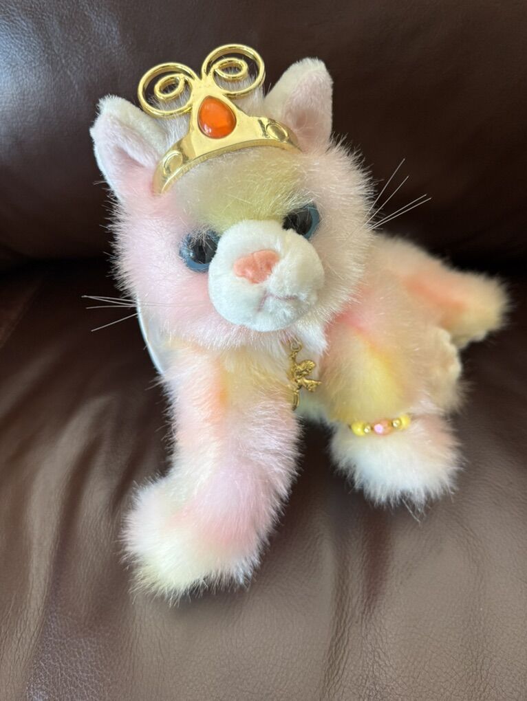 Plush Aurora catapillers bling cat with crown 13”