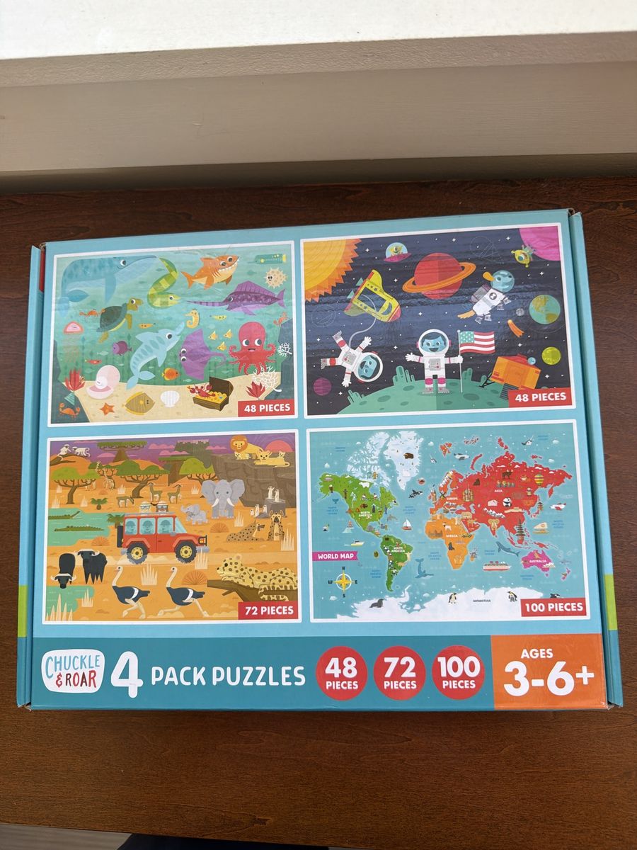 Chuckle & Roar 4-Pack Kids Puzzles (48, 72, 100 Pieces) Ages 3-6+