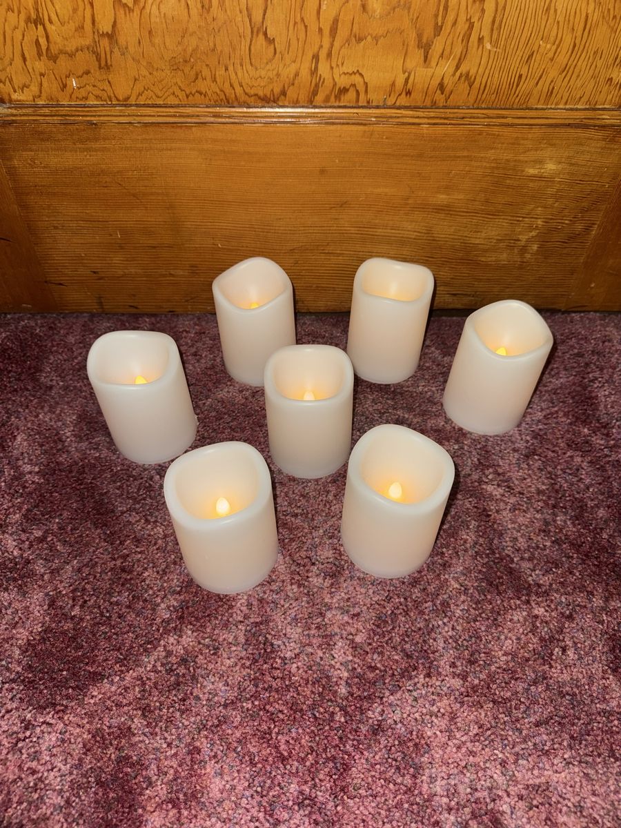 Set of 7 Flameless LED Votive Candles - Battery Operated Flickering Lights