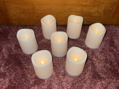 Set of 7 Flameless LED Votive Candles - Battery Operated Flickering Lights