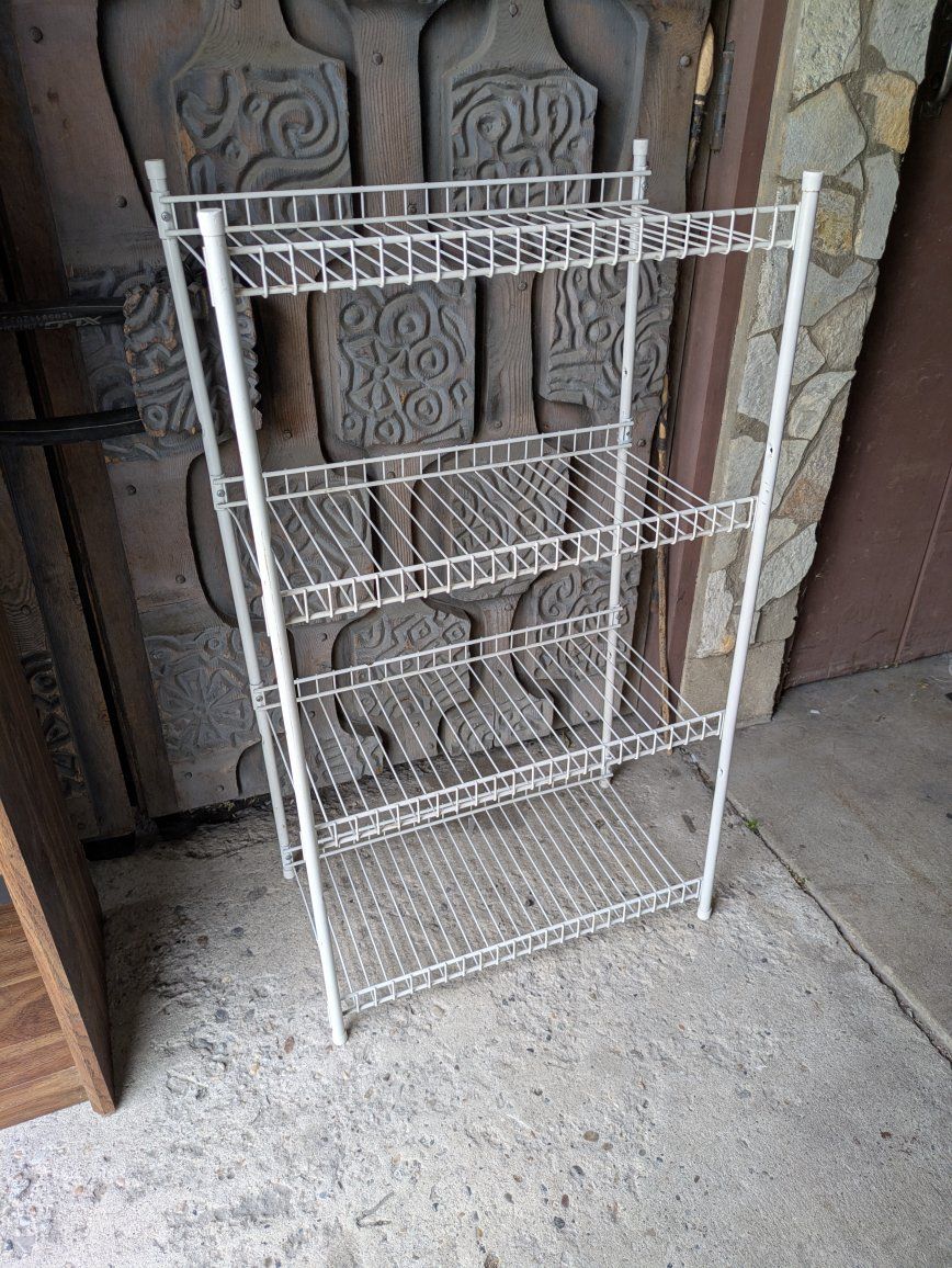White Wire Shelving Unit 4-Tier Metal Storage Rack, Multi-purpose, Garage/Pantry Organizer