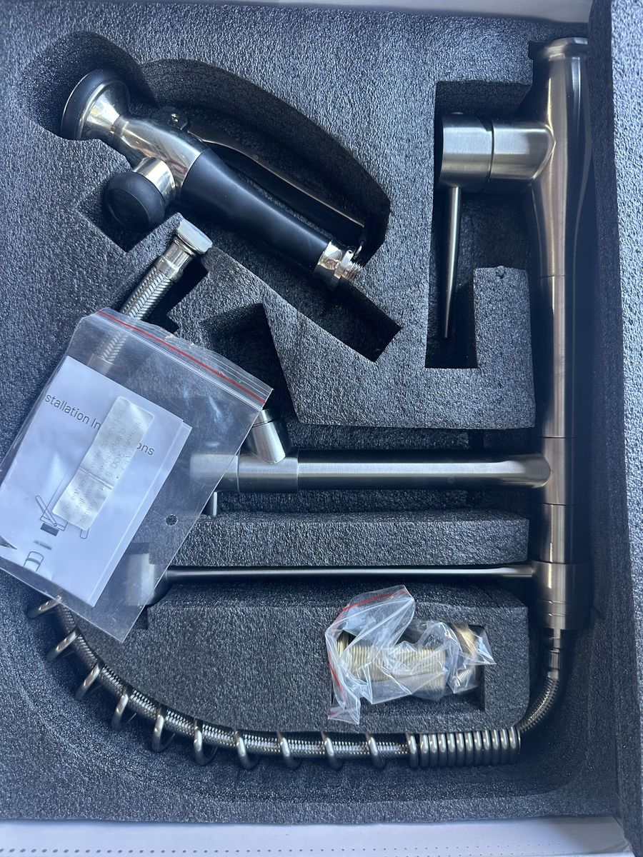 Kitchen Faucet with Sprayer - Stainless Steel