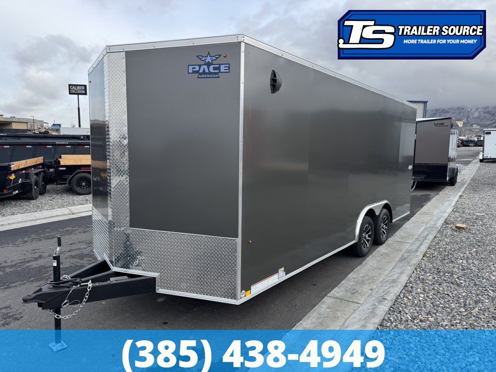8.5x20 Pace American Outback Deluxe Enclosed Cargo Trailer - 7'0" Interior - 7K GVWR - .080 PolyCor, Alloy Wheels, Barlock on
