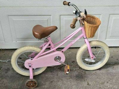 JOYSTAR Pink 14” Vibtage Fantasy Girls Bike Training Wheels & Basket 3-5 Years Old