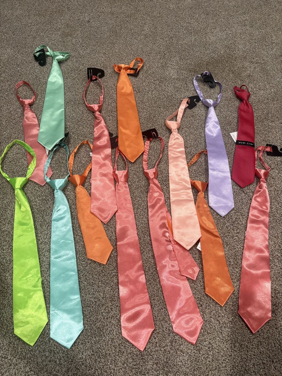 Lot of 30+ Assorted Men's & Kids' Ties - Various Colors & Styles, Clip-On & Standard