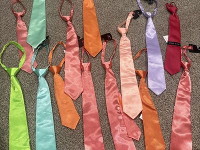 Lot of 30+ Assorted Men's & Kids' Ties - Various Colors & Styles, Clip-On & Standard
