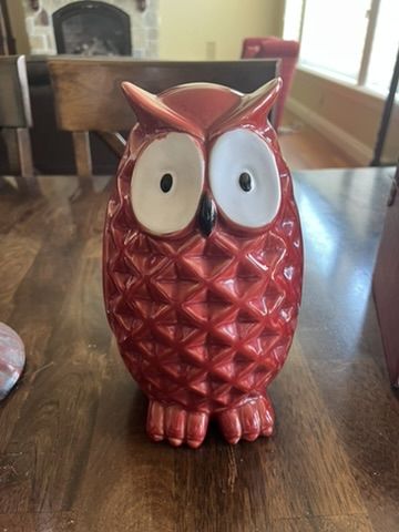 Red Ceramic Owl Figurine