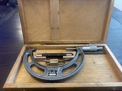 NSK 4-5" Japan Micrometer Outside Micrometer in Wooden Case, Made in Japan