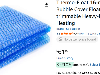 Thermo-Float 16-mil 8ft x 8ft Hot Tub Bubble Cover Floating Spa Blanket - 2 Available - New in Box
