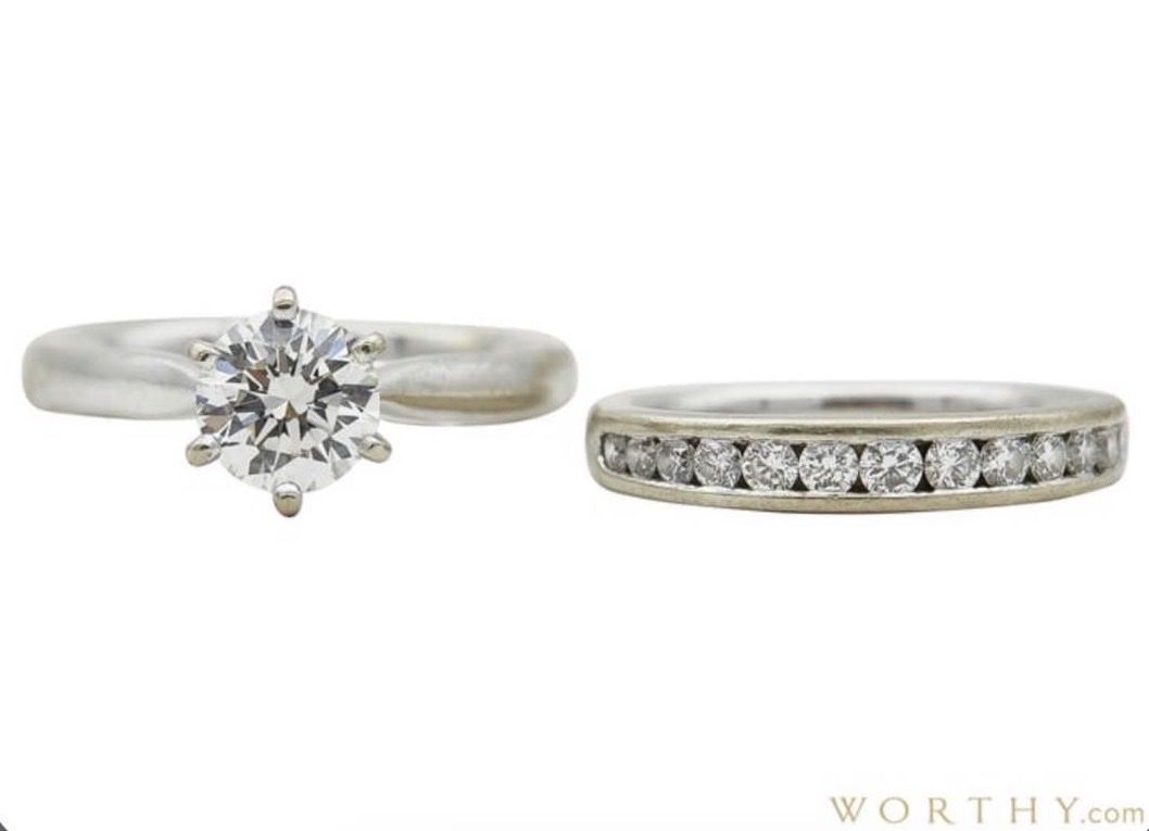 1 carat lab-grown solitaire diamond with wedding band (.50 carat in total)