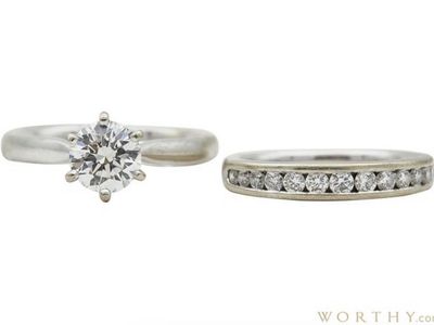 1 carat lab-grown solitaire diamond with wedding band (.50 carat in total)