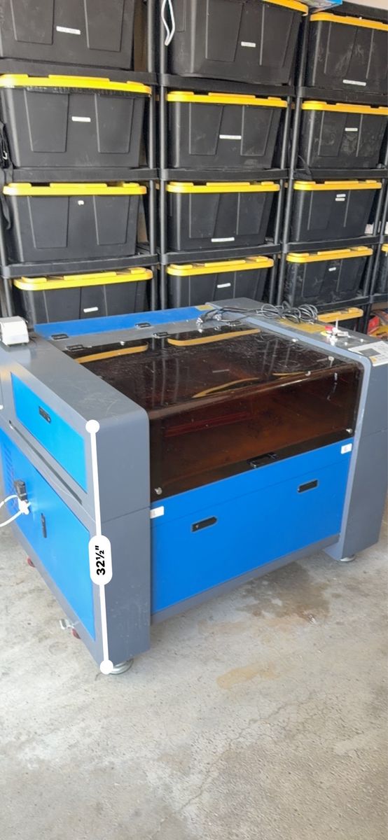 Used Omtec 60W CO2 Laser Engraver/Cutter with PI Burn Roller — Great Condition