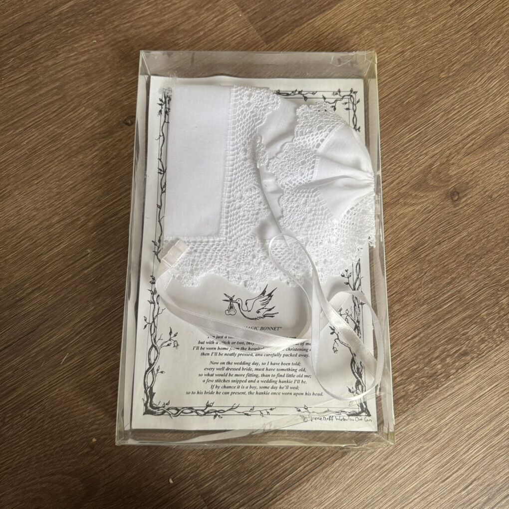 Baptism bonnet magic hanky Baptism, Christening,
