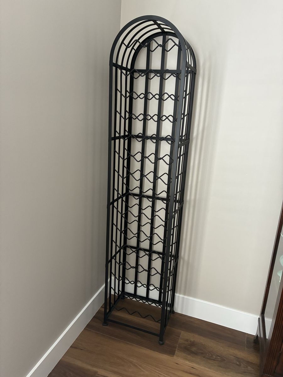 2x Tall Black Metal Wine Rack Storage Towers