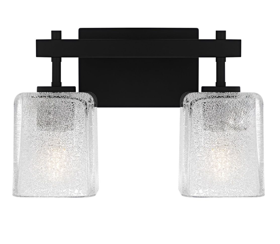 Quoizel Brenthouse Bath Vanity Light - 13.5 Inch 2-Light Fixture Matte Black Modern Industrial