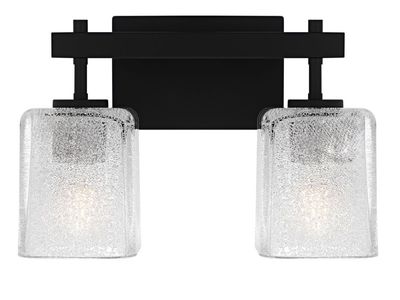 Quoizel Brenthouse Bath Vanity Light - 13.5 Inch 2-Light Fixture Matte Black Modern Industrial