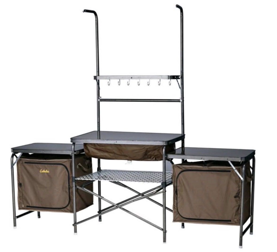 Cabela's Deluxe Camp Kitchen: Portable Outdoor Cooking Station, Camping Table with Storage