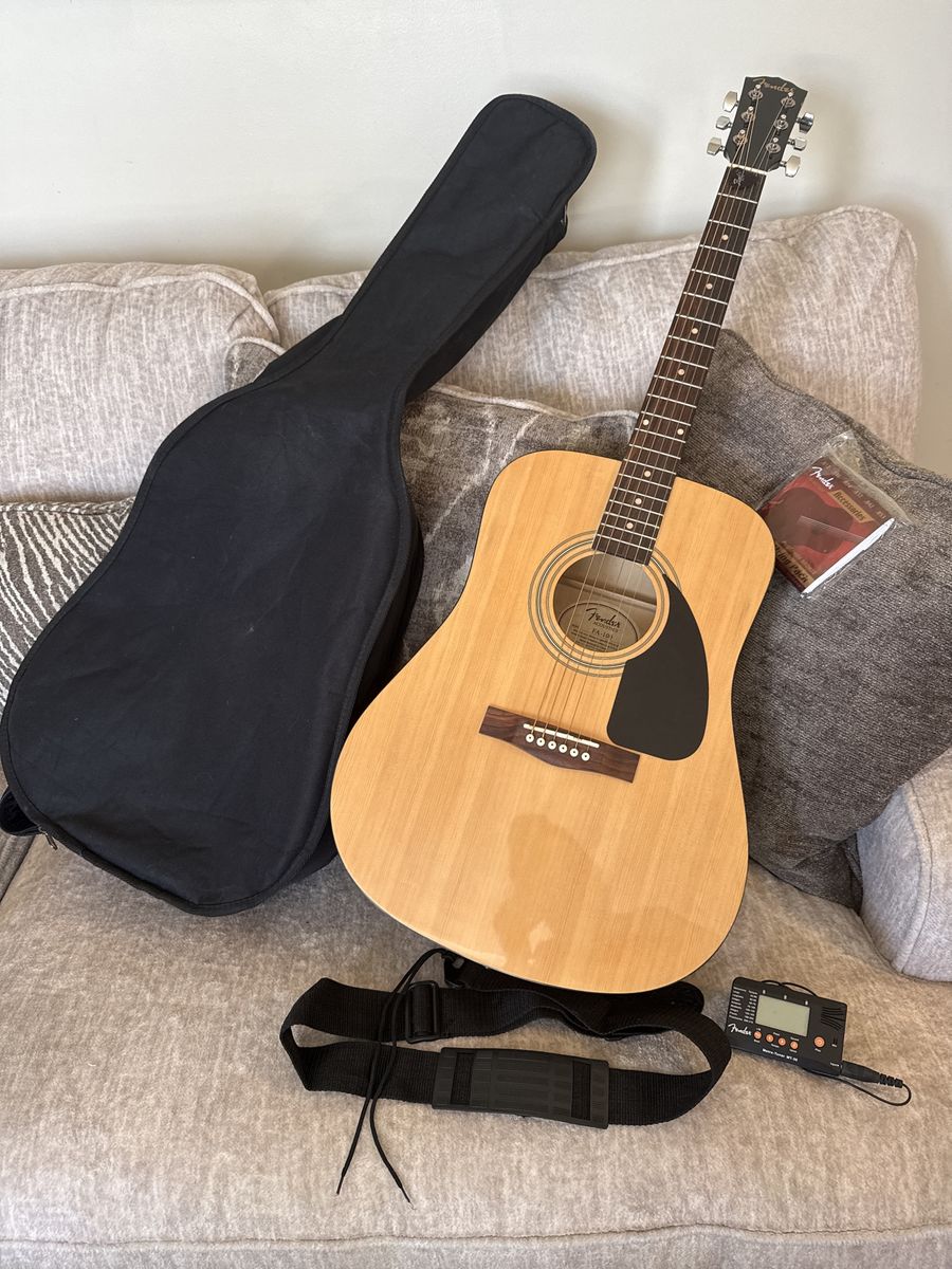 Fender Dreadnought Acoustic Guitar w/ Gig Bag, Strap, Tuner & Extra Strings