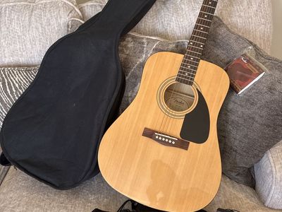 Fender Dreadnought Acoustic Guitar w/ Gig Bag, Strap, Tuner & Extra Strings