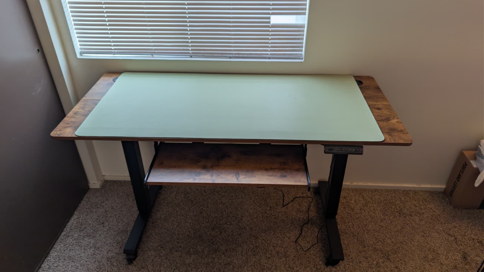 Adjustable Standing Desk with Keyboard Tray, 55 x 24 Inch + Leather Desk pad Protector