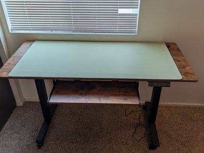 Adjustable Standing Desk with Keyboard Tray, 55 x 24 Inch + Leather Desk pad Protector