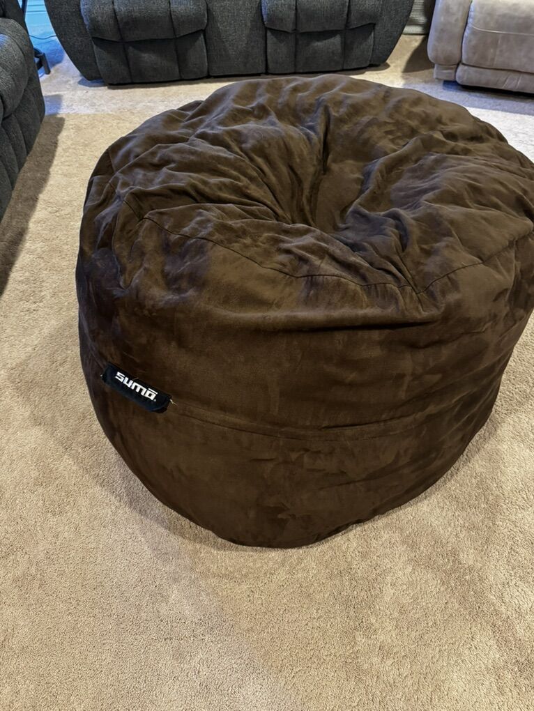 Giant Bean Bag Lounger - Brown Suede