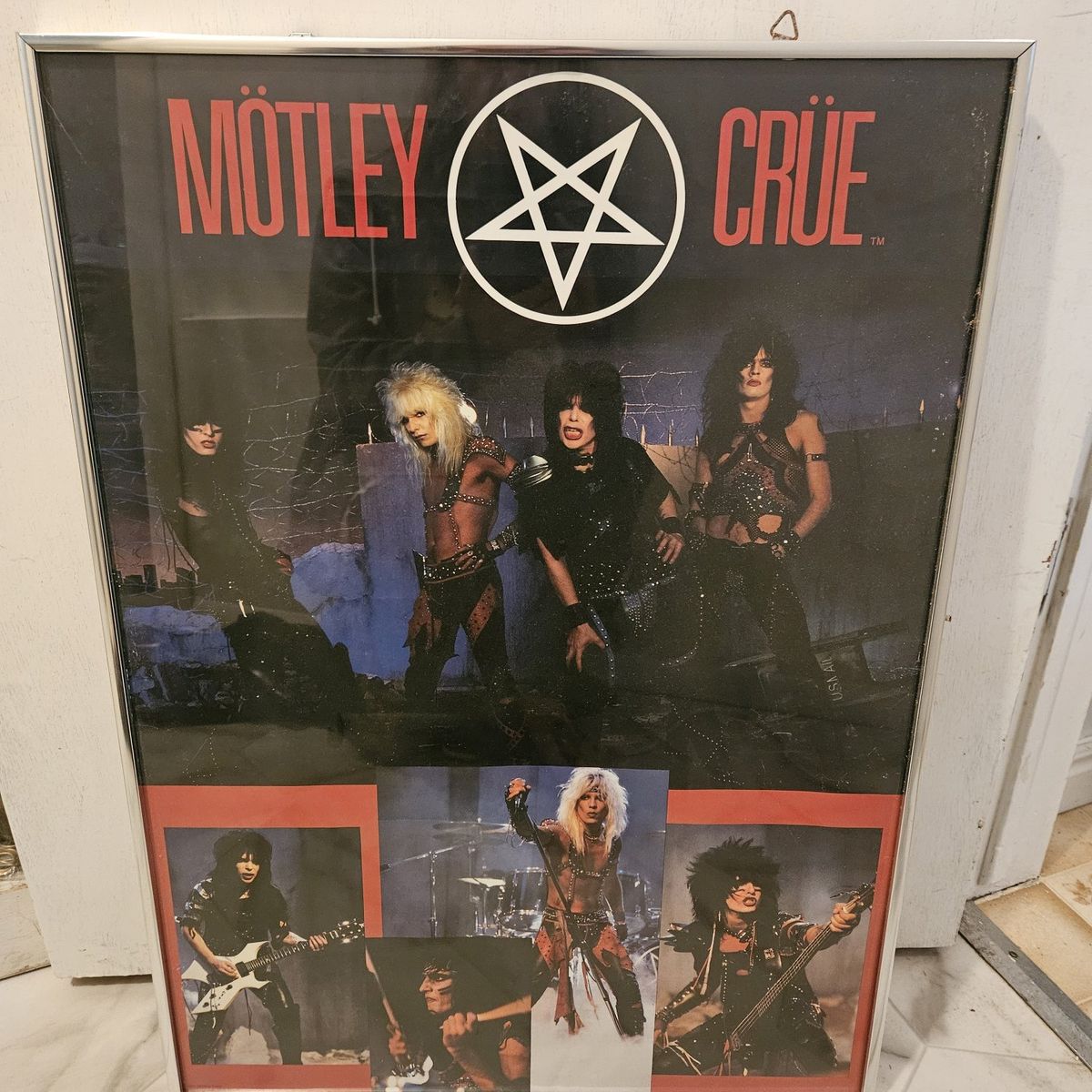 Vintage Motley Crew framed original print. 1980s