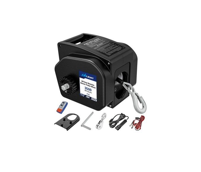 Nilight Portable Electric Boat Trailer Winch 3500 lbs Marine Remote Control and Hand Crank