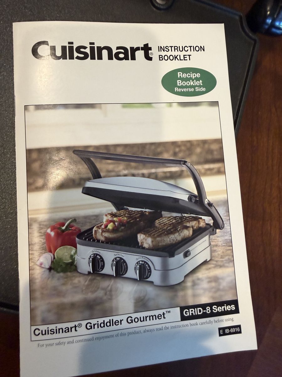 Cuisinart Griddler Gourmet GRID-8 Series with Panini Press Inserts - Sells new at $99.