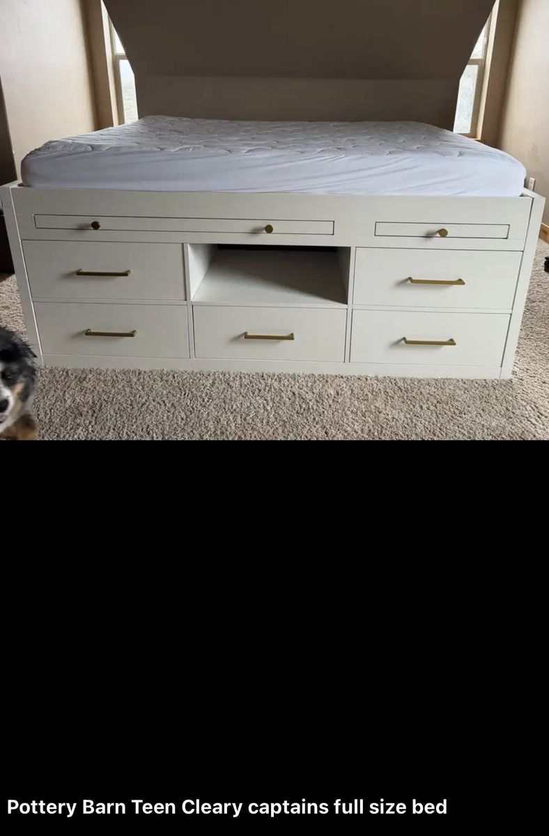 Pottery Barn Teen Cleary Captain's Full Size Bed with Storage - White