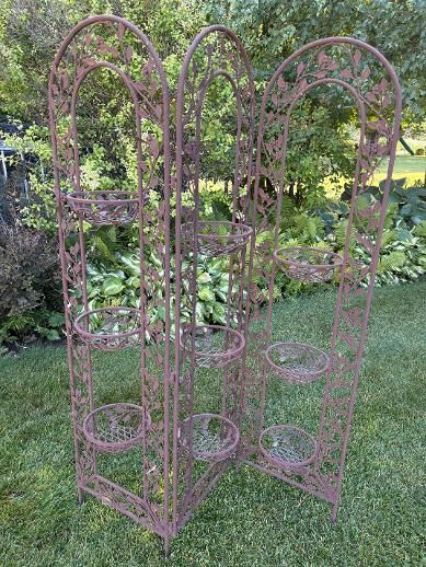 Wrought iron basket plant stand