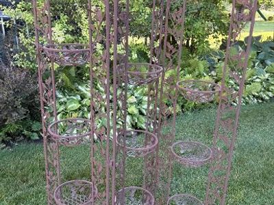 Wrought iron basket plant stand