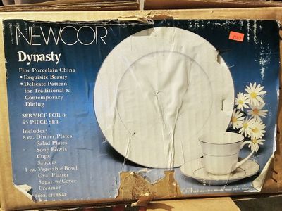 Newcor Dynasty Fine Porcelain China Dinnerware Set - Service for 8, 45 Pieces