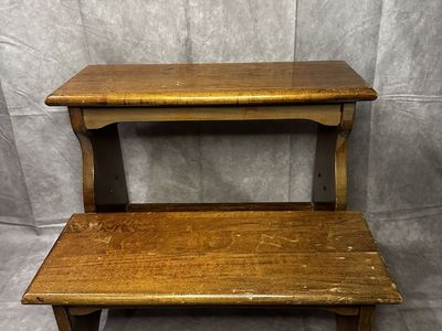Vintage Wooden Bed Steps / Library Step Stool