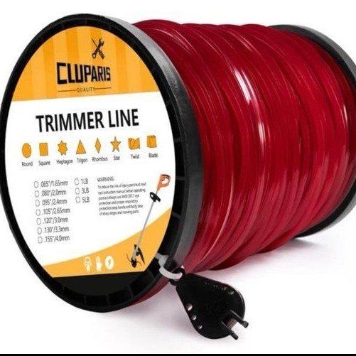 CLUPARIS .155-inch Square Trimmer Line, 492 Feet, Red, High-Strength, Heat/Wear Resistant