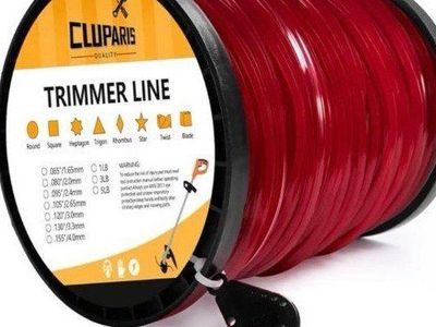CLUPARIS .155-inch Square Trimmer Line, 492 Feet, Red, High-Strength, Heat/Wear Resistant