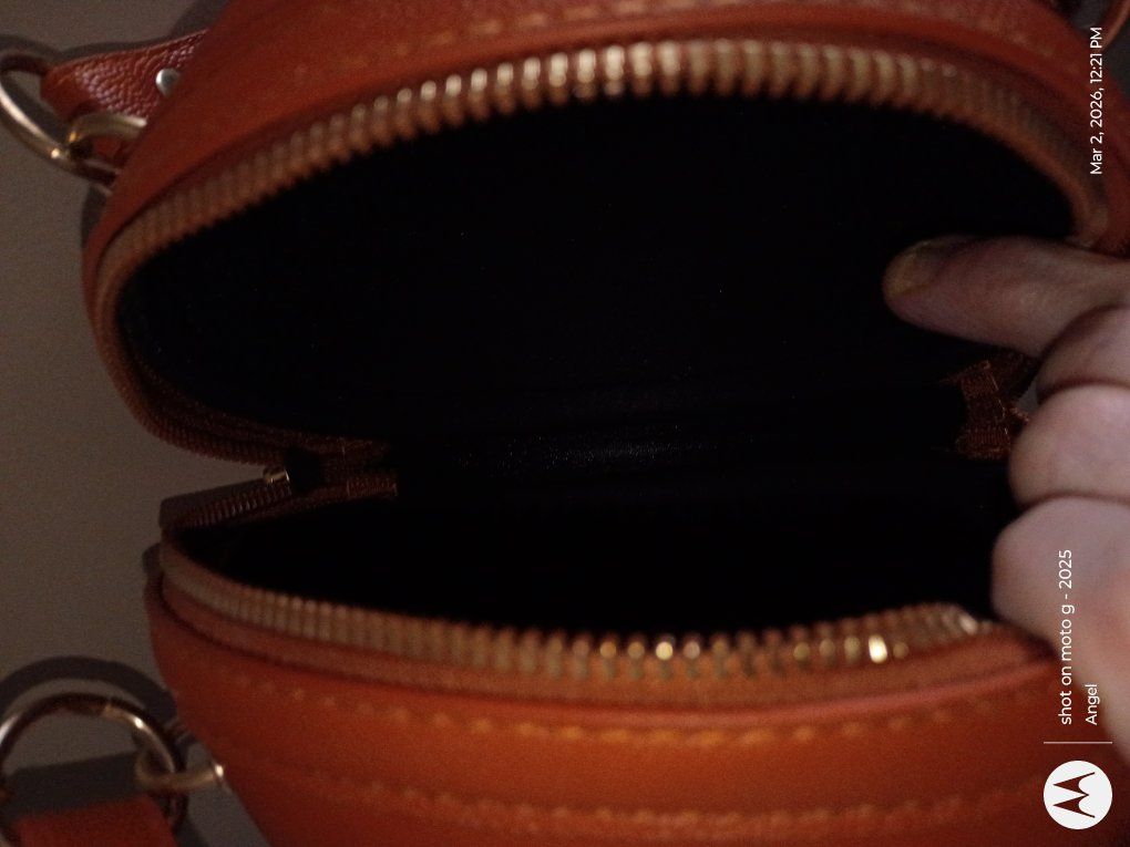Vintage Brown Leather Circular Crossbody Purse