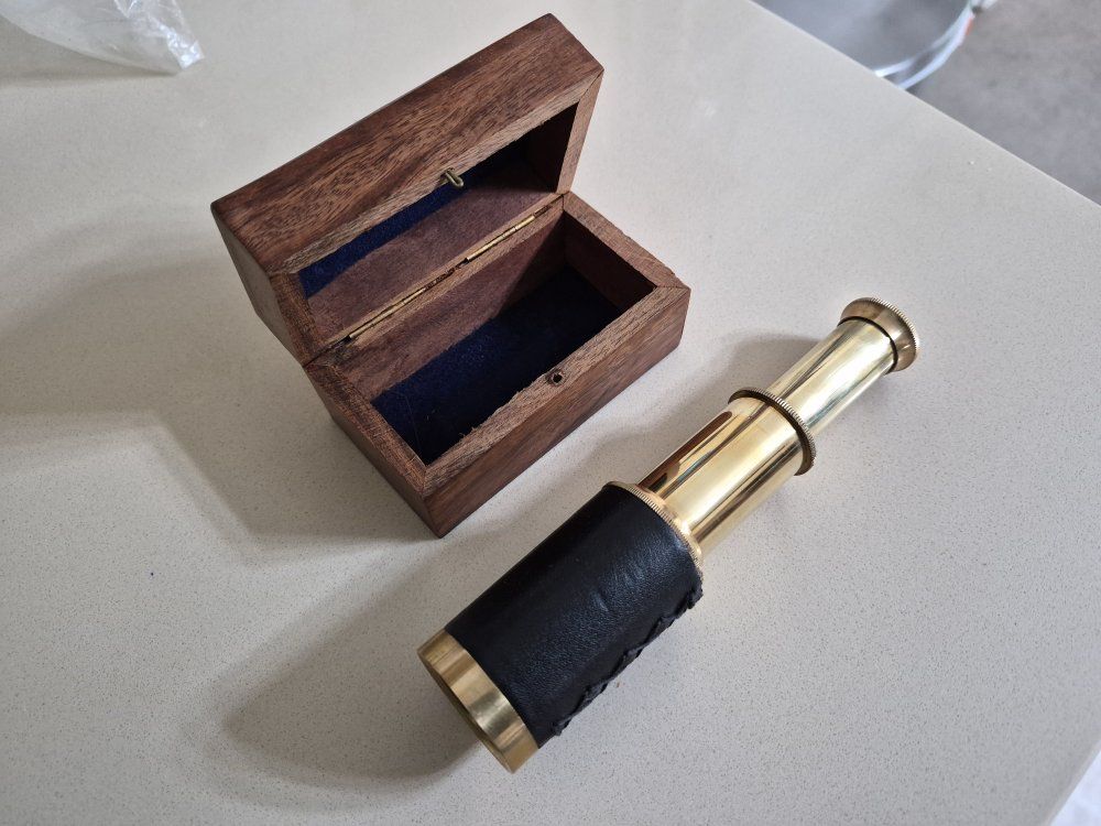 Mini Antique Style Telescope In Wooden Box Home Decor Nautical Gift. Excellent Conditions!