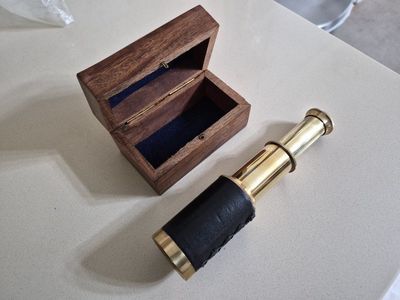 Mini Antique Style Telescope In Wooden Box Home Decor Nautical Gift. Excellent Conditions!