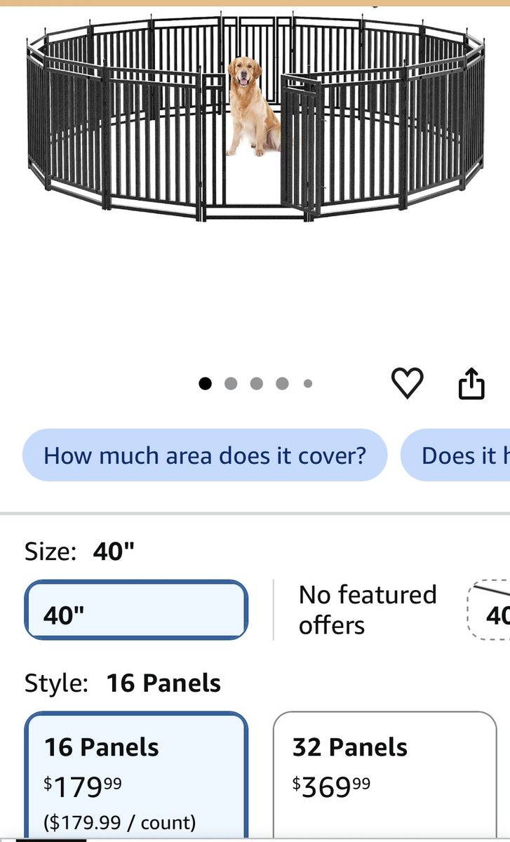 Unbranded Dog Playpen, 16 Panels, 40" Height, Black Silver