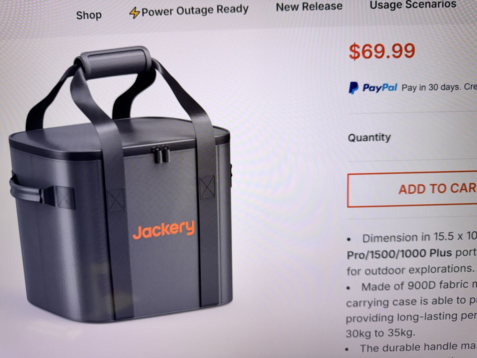 Jackery Carrying Case for Portable Power Station Explorer 2000 Pro / 1500