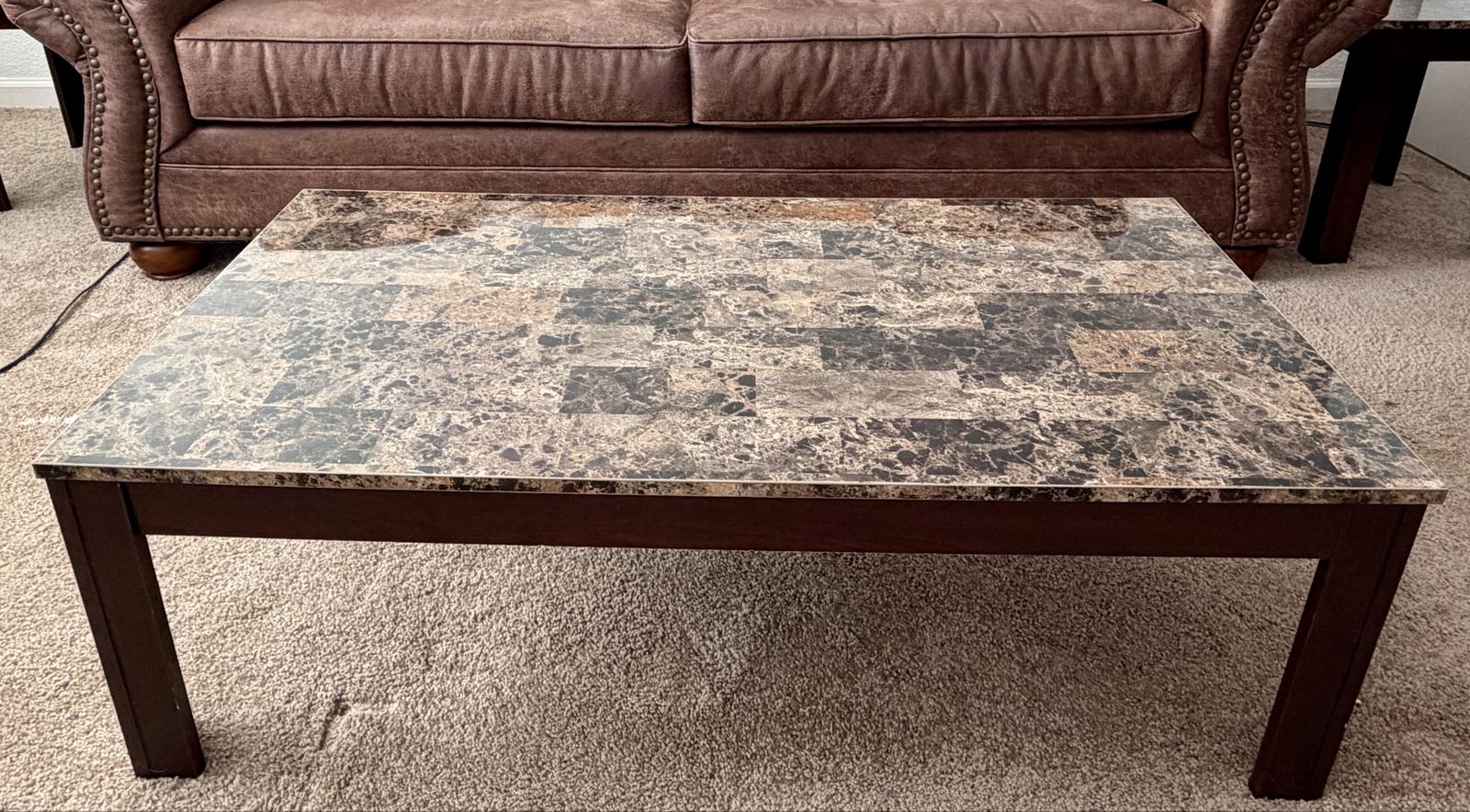 Dark brown Coffee table and 2 end tables