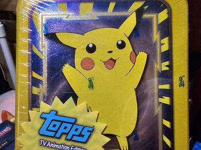 Vintage Topps Pokemon TV Animation Edition Trading Card Tin Meowth and Pikachu