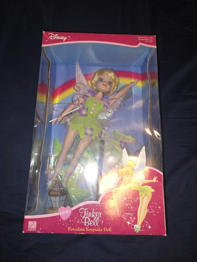 Disney Peter Pan Tinker Bell Porcelain Keepsake Doll in Original Box