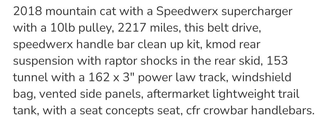 2018 supercharged mountain cat