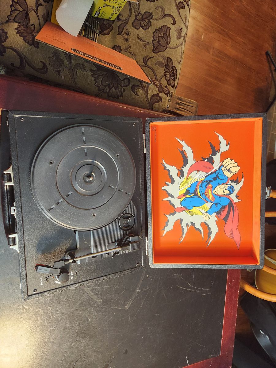 NECA "Superman" vinyl record turntable.  Works great.  Can connect to a receiver or has built in speakers.