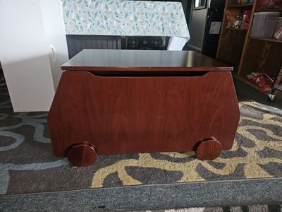 Wooden Toy Box Chest with Wheels and Storage Compartment