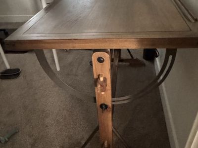 Vintage Industrial Style Adjustable Drafting Table Desk, Solid Wood Top